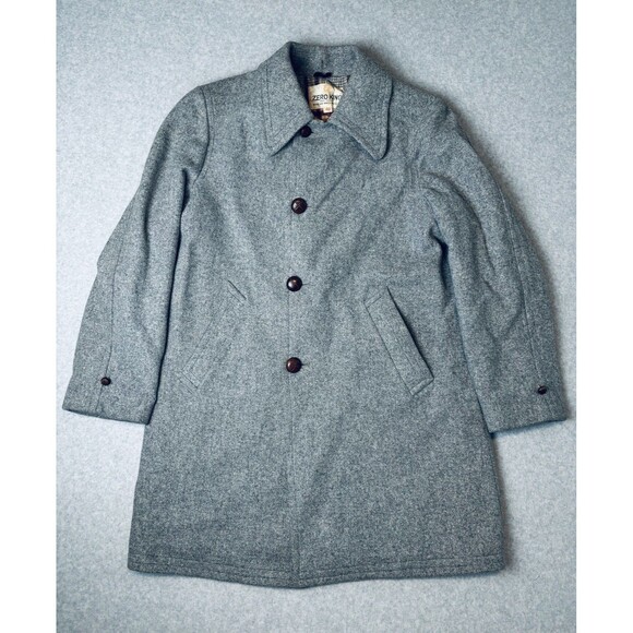 Zero King Men’s Gray Wool Dress Coat Jacket Size 40 - Vintage Wood Buttons Lined - Picture 3 of 14